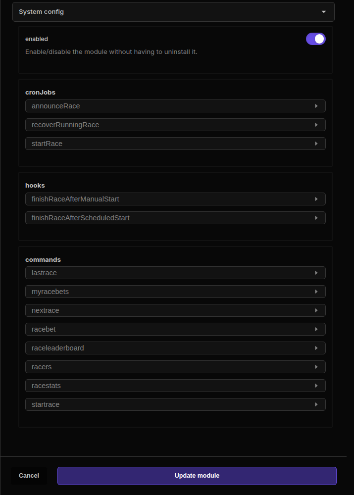 Zombie Racing system configuration in Takaro